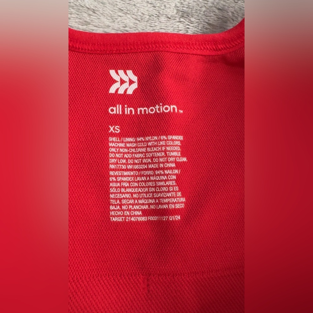 All in Motion Vibrant Red Ribbed Cropped Top - Picture 3 of 5
